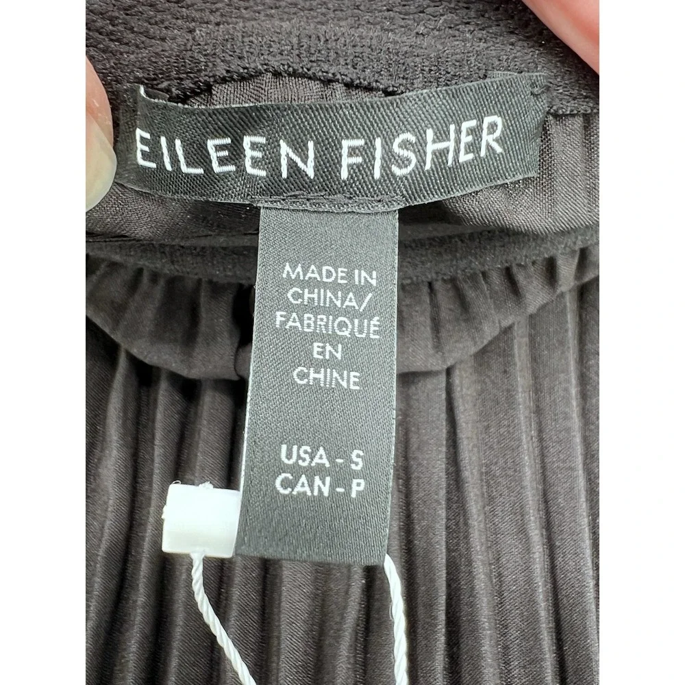 NWT Eileen Fisher Black Wool Silk Pleated Maxi Skirt Small‎ NEW $328 Career